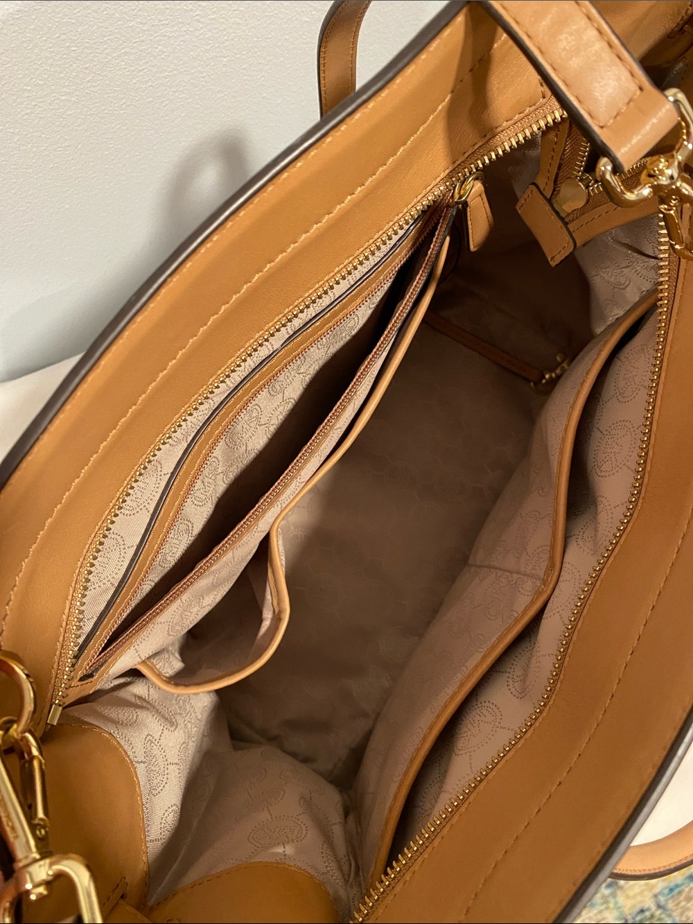 Michael Kors Caramel Tan Leather Satchel with Gold Hardware - Picture 4 of 4